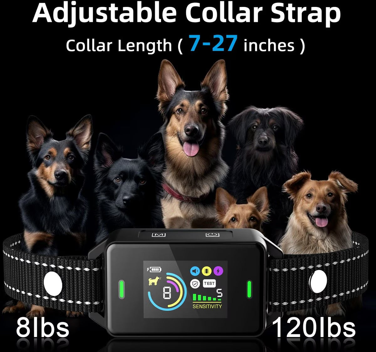 Smart Bark Collar Waterproof Automatic Bark Control Dog Training Collar, Black