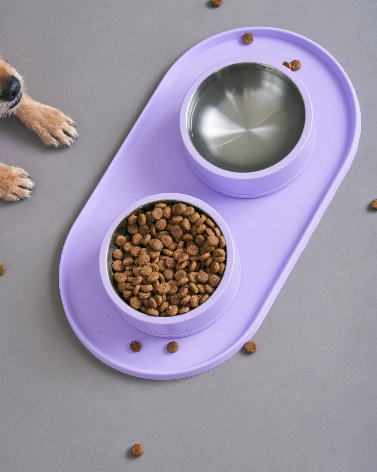 Double Bowl Pet Drinking Water Feeding Silicone Anti Slip And Anti Overflow Feeding Basin