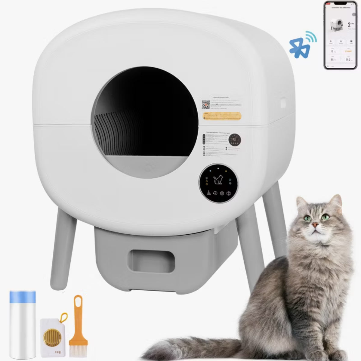 Automatic Large Capacity Self-Cleaning Litter Box with Infrared/Gravity/Ambient Light Function