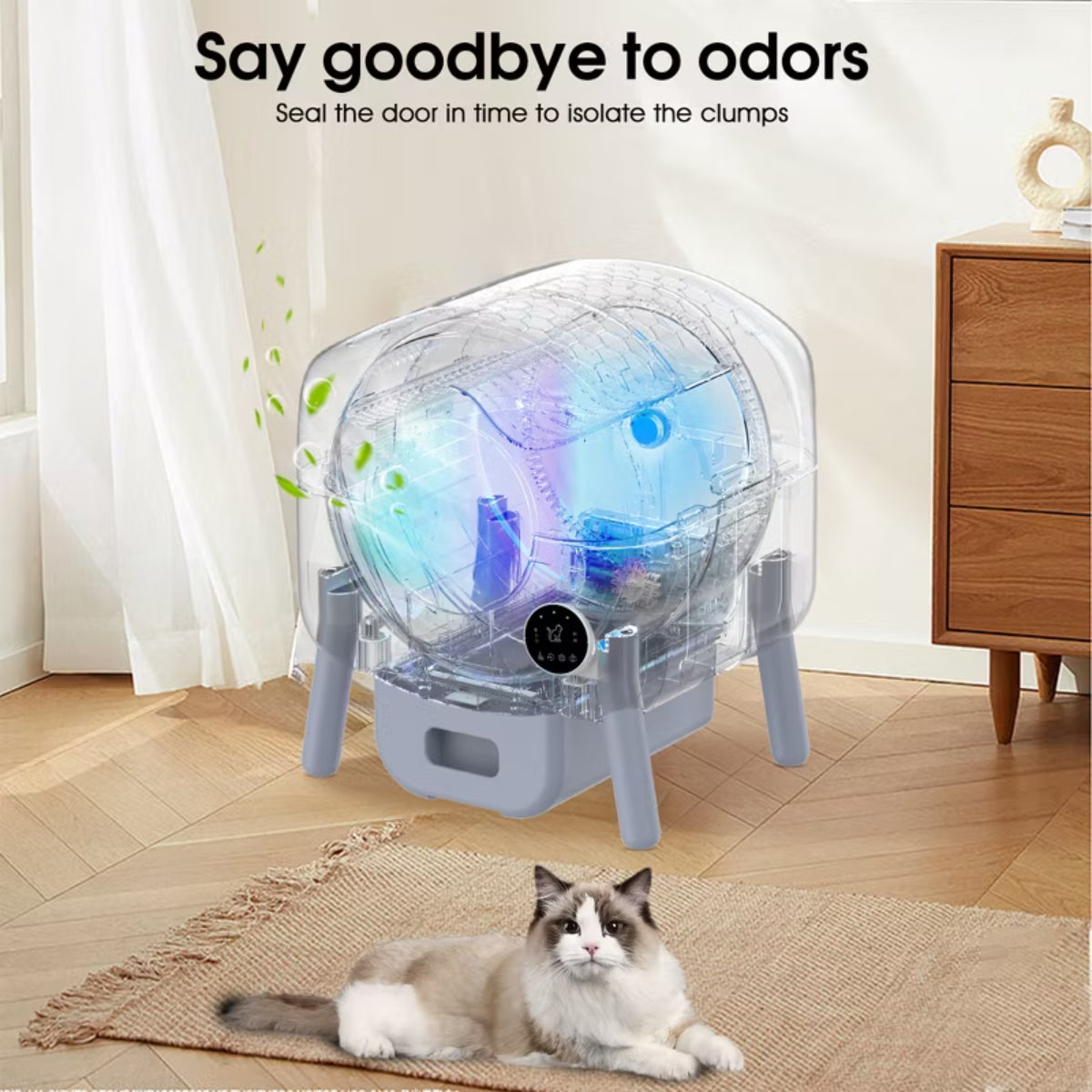 Automatic Large Capacity Self-Cleaning Litter Box with Infrared/Gravity/Ambient Light Function