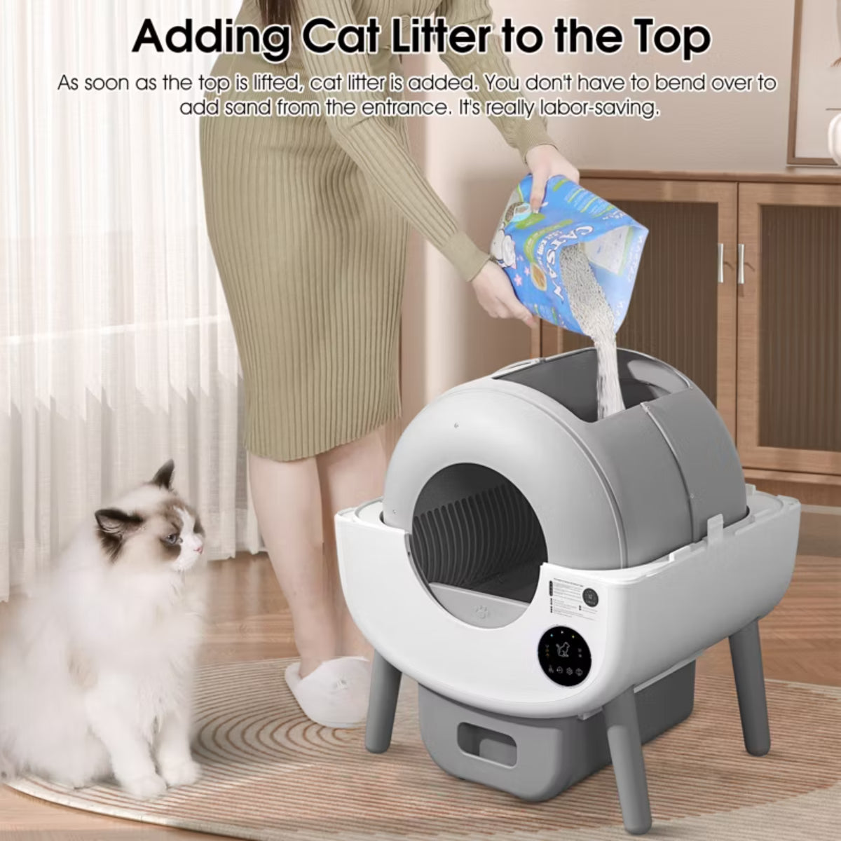 Automatic Large Capacity Self-Cleaning Litter Box with Infrared/Gravity/Ambient Light Function