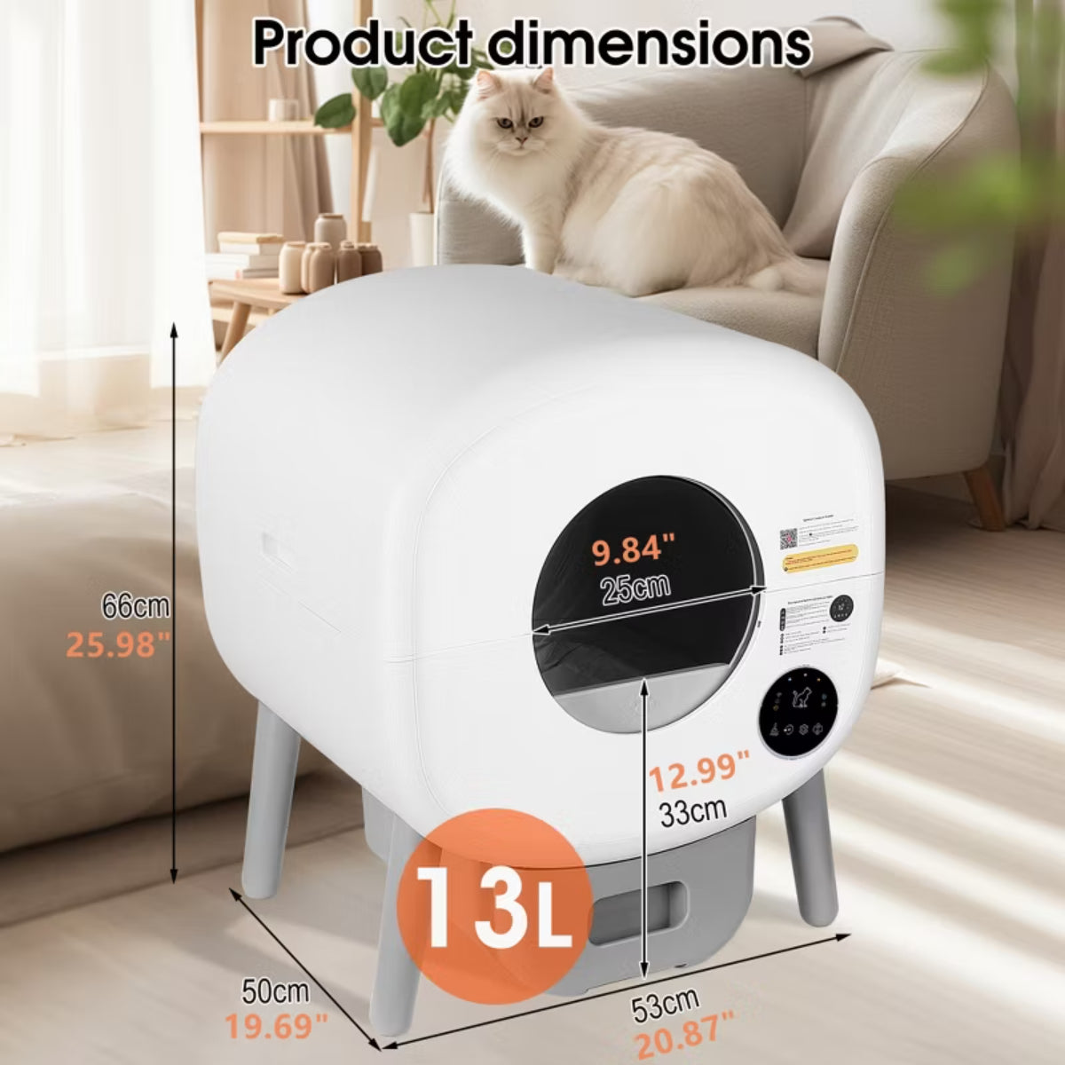 Automatic Large Capacity Self-Cleaning Litter Box with Infrared/Gravity/Ambient Light Function