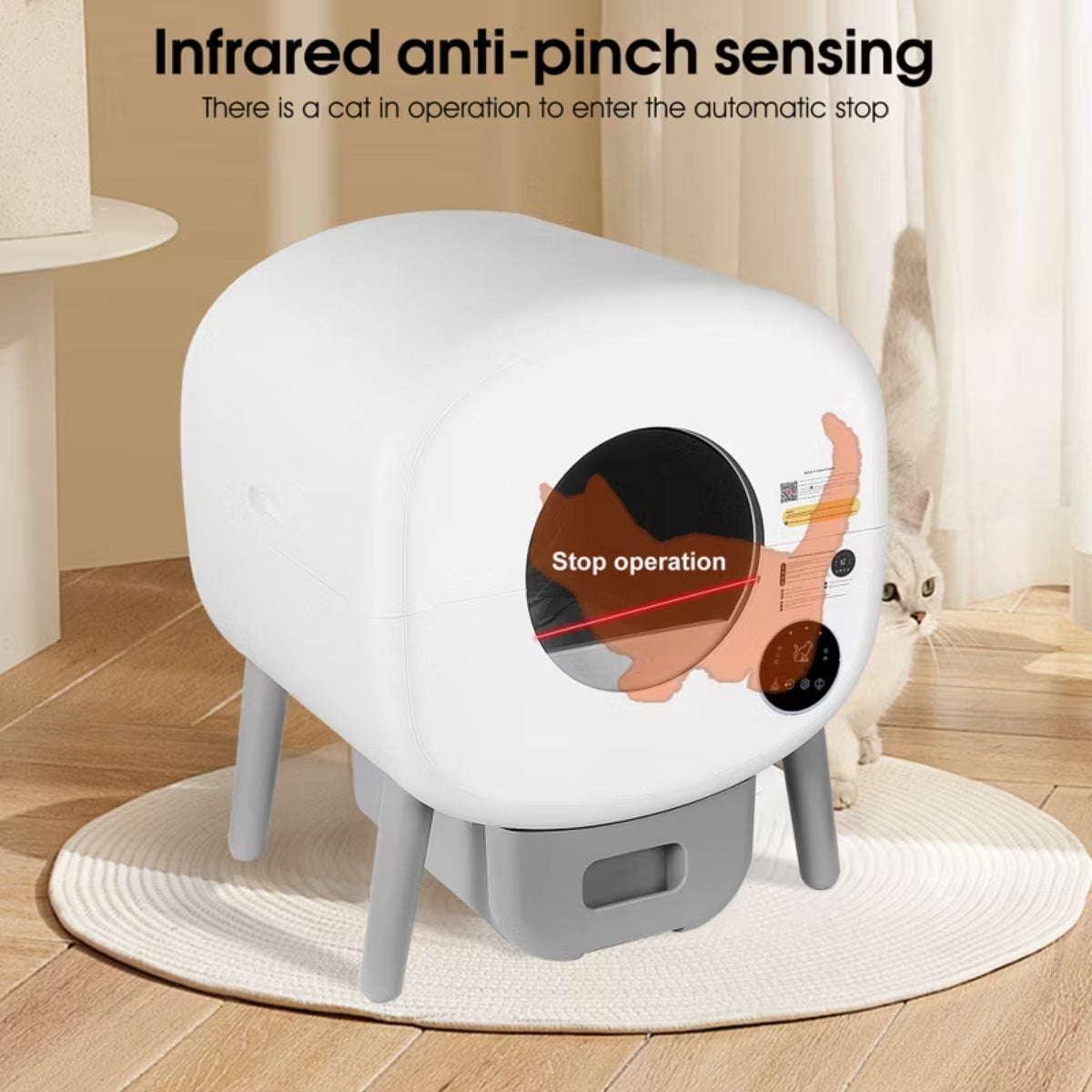 Automatic Large Capacity Self-Cleaning Litter Box with Infrared/Gravity/Ambient Light Function