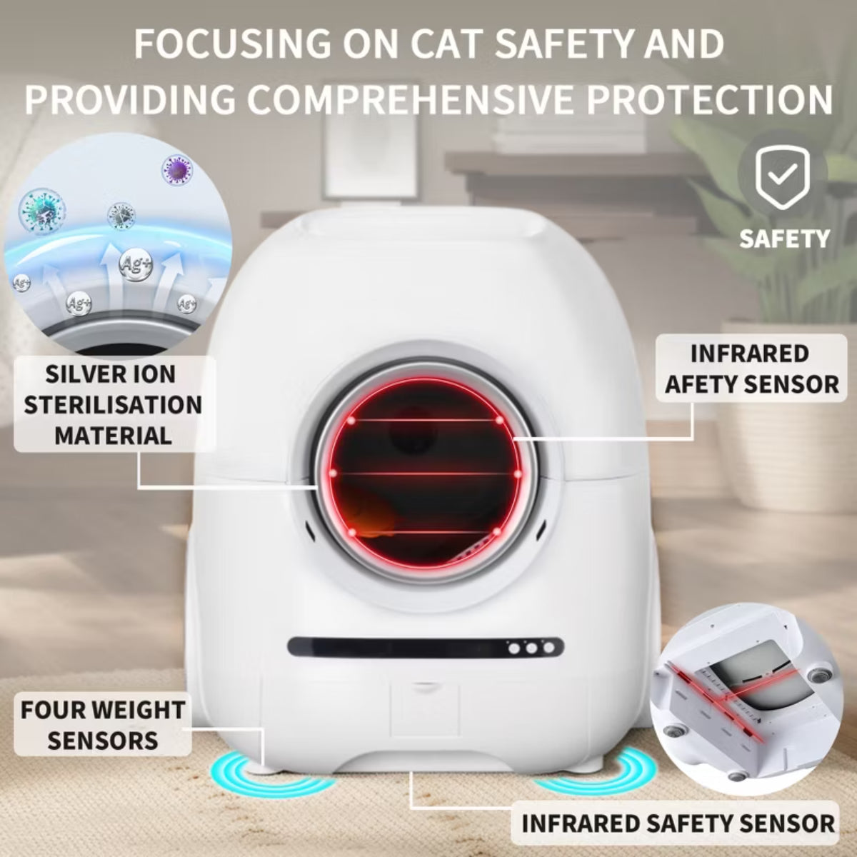 Self-Cleaning Cat Litter Box with Exhaust Hose