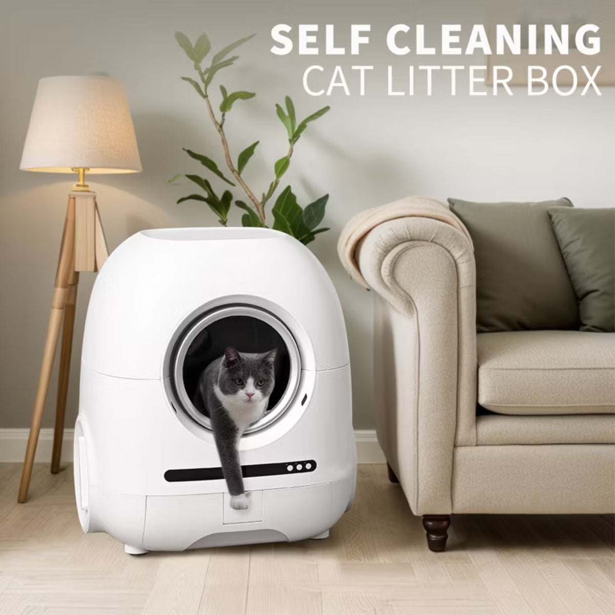 Self-Cleaning Cat Litter Box with Exhaust Hose